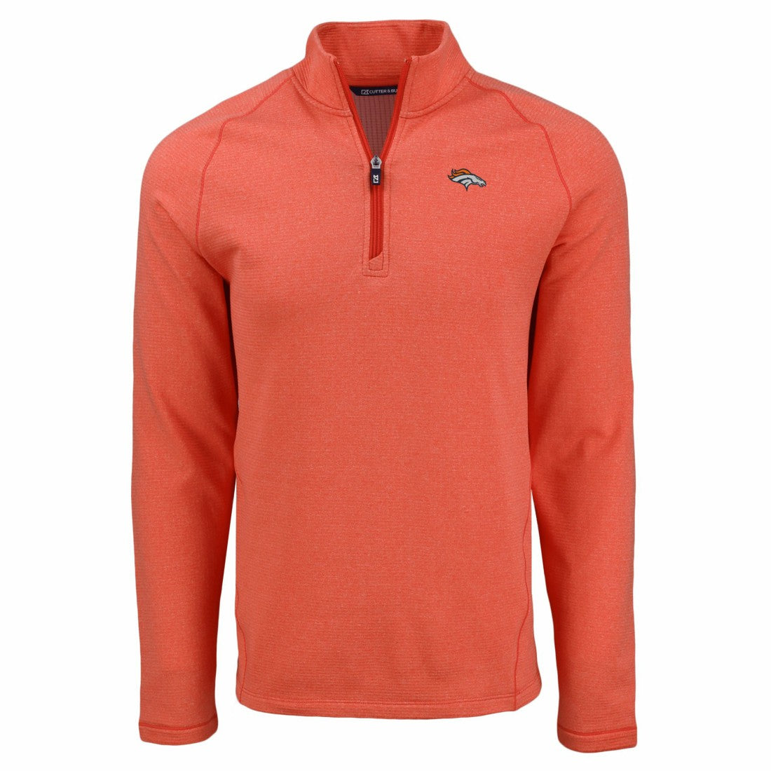 Denver Broncos Cutter & Buck Peshastin Eco Fleece Tri-Blend Raglan Recycled Quarter-Zip Jacket Heather Orange - NFL