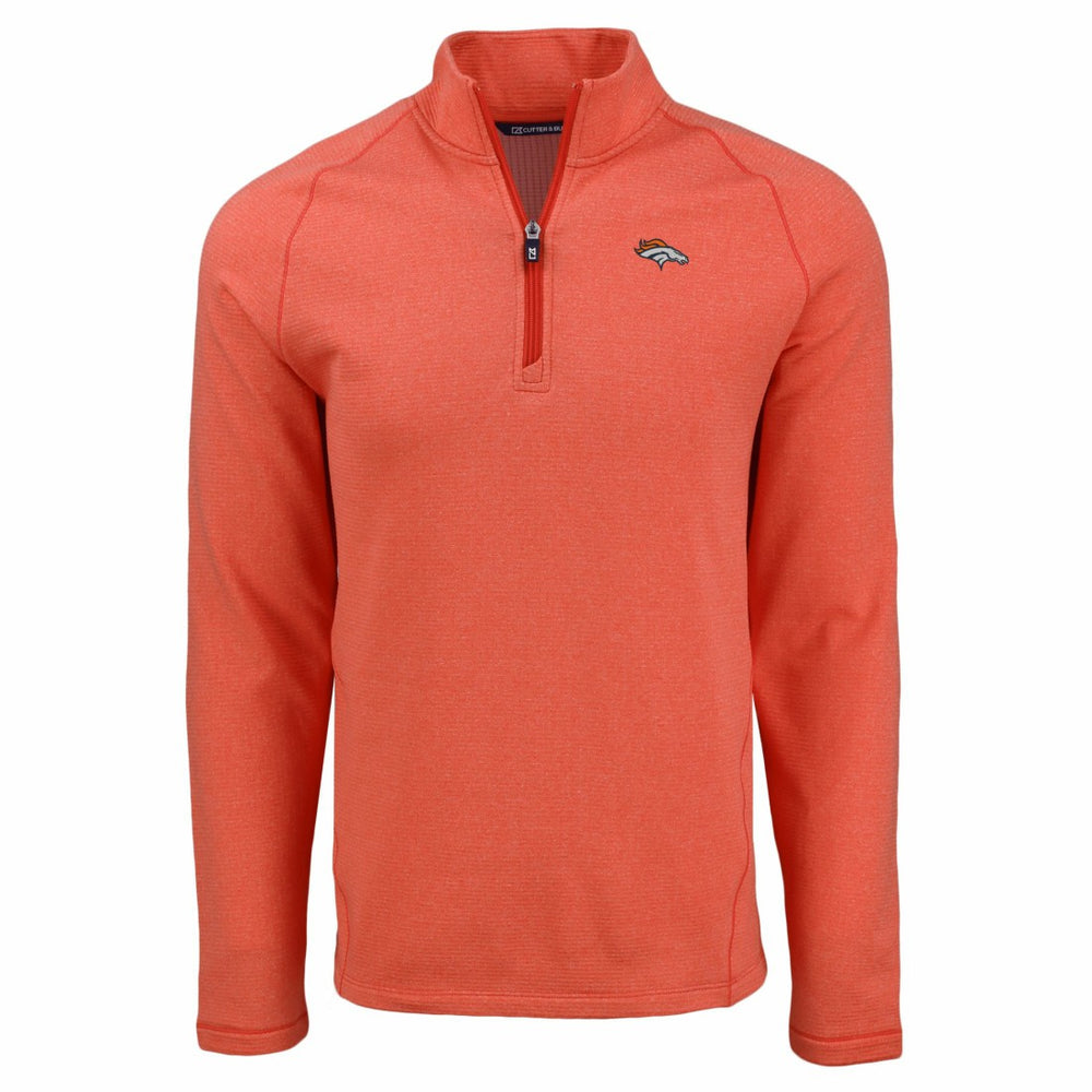 Denver Broncos Cutter & Buck Peshastin Eco Fleece Tri-Blend Raglan Recycled Quarter-Zip Jacket Heather Orange - NFL