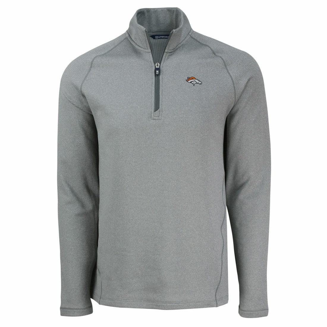 Denver Broncos Cutter & Buck Peshastin Eco Fleece Tri-Blend Raglan Recycled Quarter-Zip Jacket Heather Gray - NFL