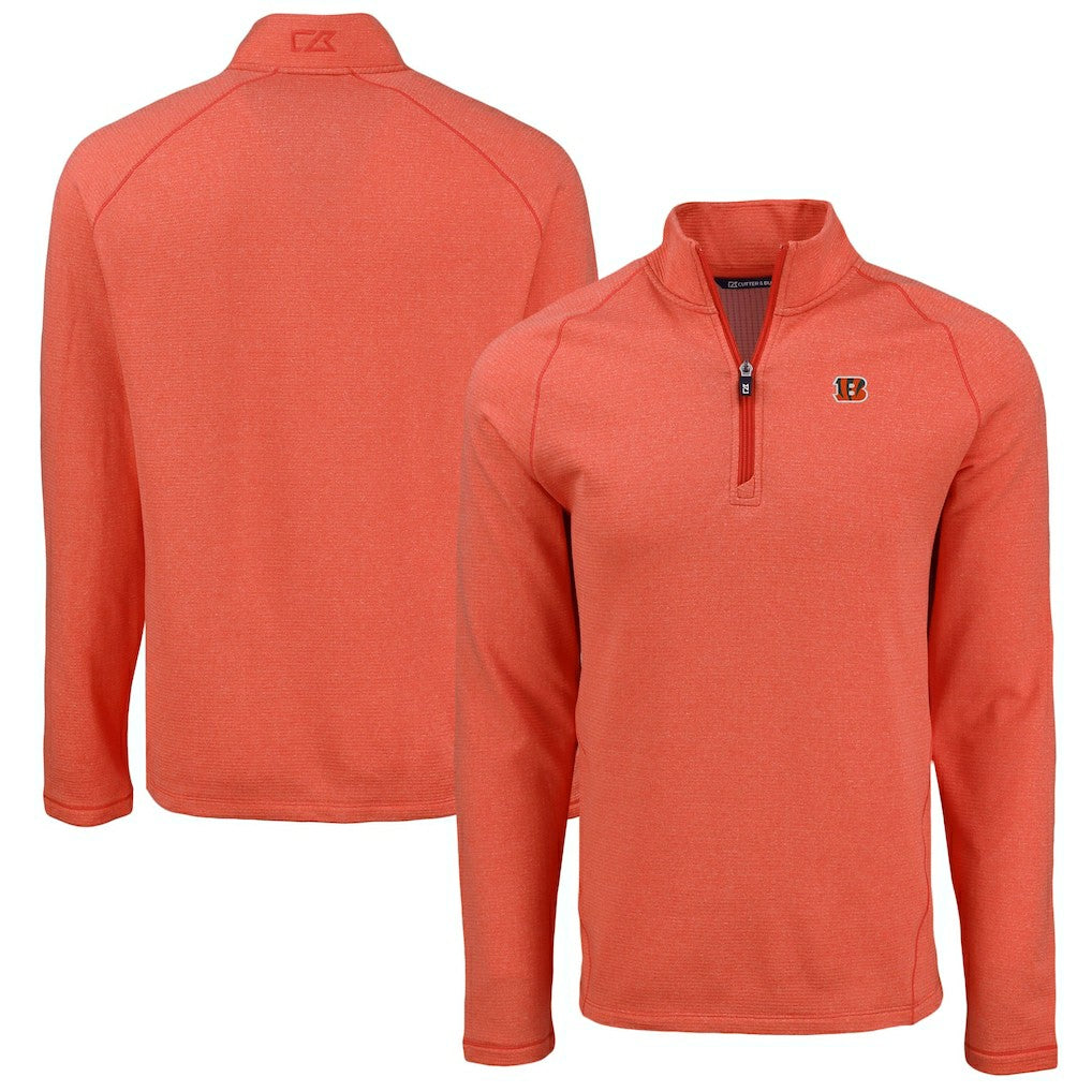 Cincinnati Bengals Cutter & Buck Peshastin Eco Fleece Tri-Blend Raglan Recycled Quarter-Zip Jacket Heather Orange - NFL