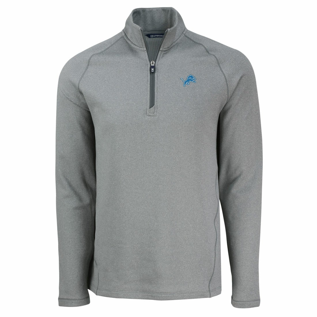 Detroit Lions Cutter & Buck Peshastin Eco Fleece Tri-Blend Raglan Recycled Quarter-Zip Jacket Heather Gray - NFL