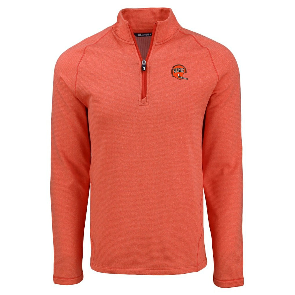 Cincinnati Bengals Cutter & Buck Peshastin Eco Fleece Tri-Blend Raglan Recycled Quarter-Zip Jacket Heather Orange - NFL