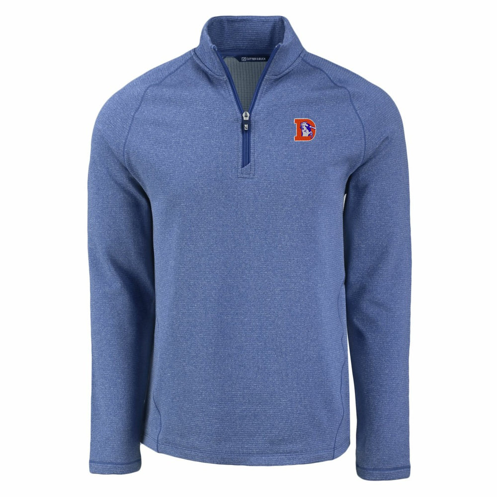 Denver Broncos Cutter & Buck Peshastin Eco Fleece Tri-Blend Raglan Recycled Quarter-Zip Jacket Heather Royal - NFL