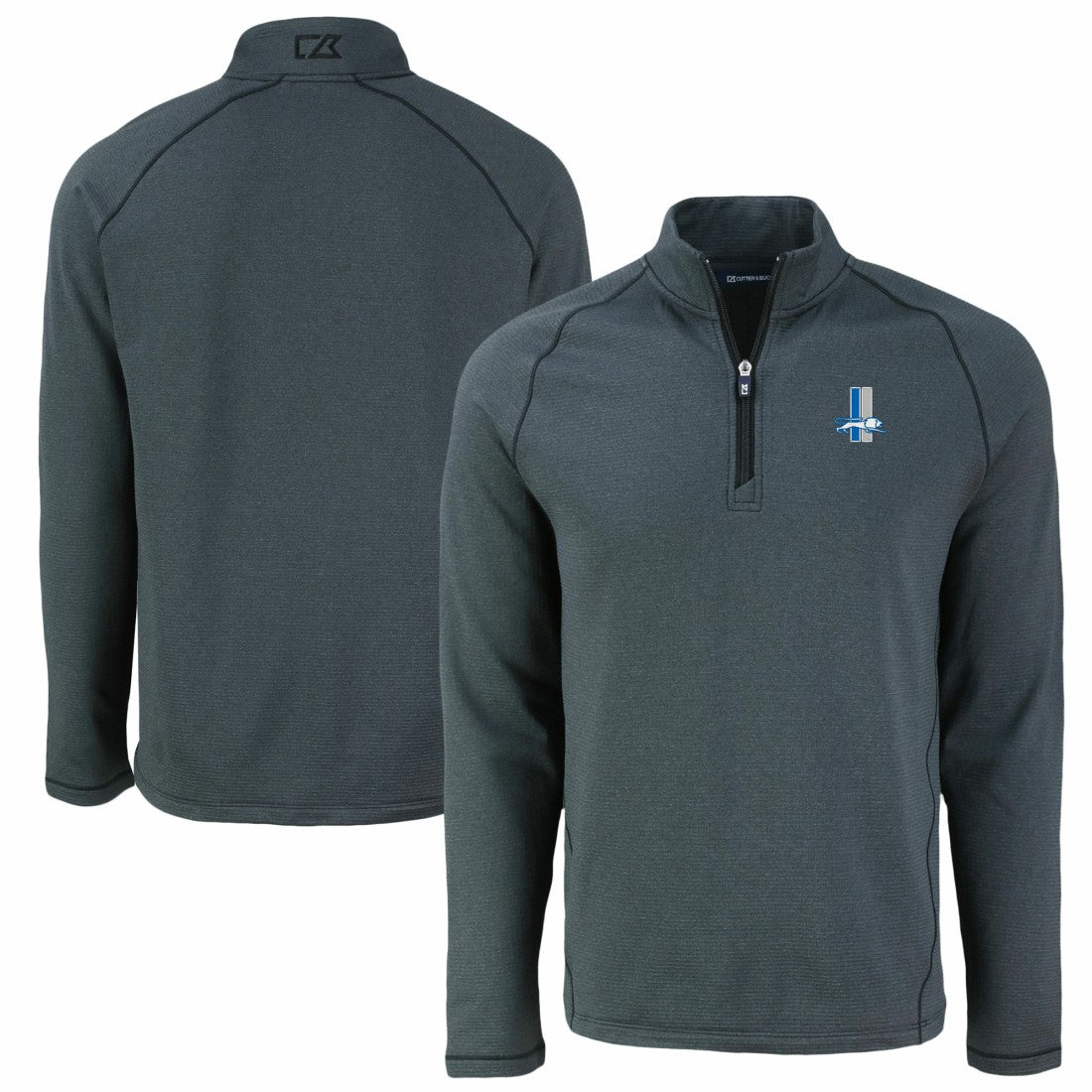 Detroit Lions Cutter & Buck Peshastin Eco Fleece Tri-Blend Raglan Recycled Quarter-Zip Jacket Heather Black - NFL