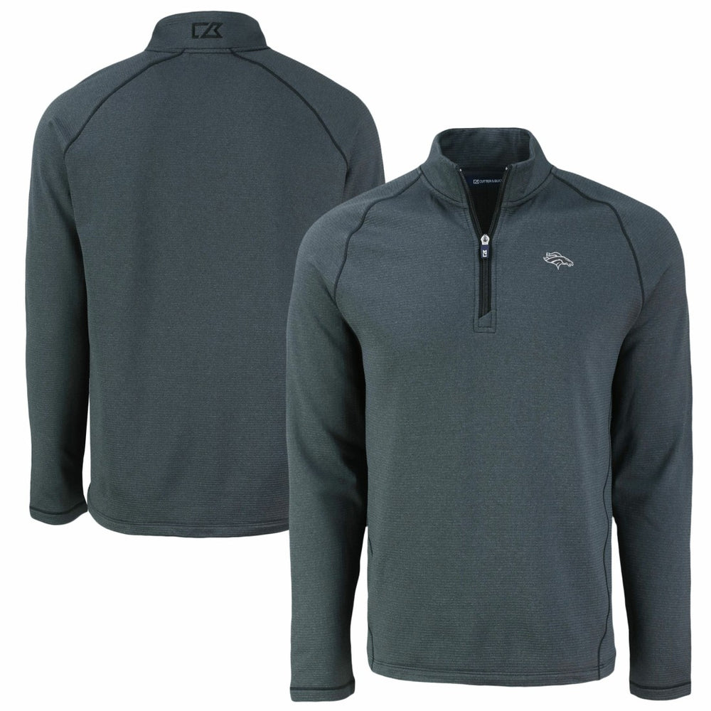 Denver Broncos Cutter & Buck Peshastin Eco Fleece Tri-Blend Raglan Recycled Quarter-Zip Jacket Heather Black - NFL