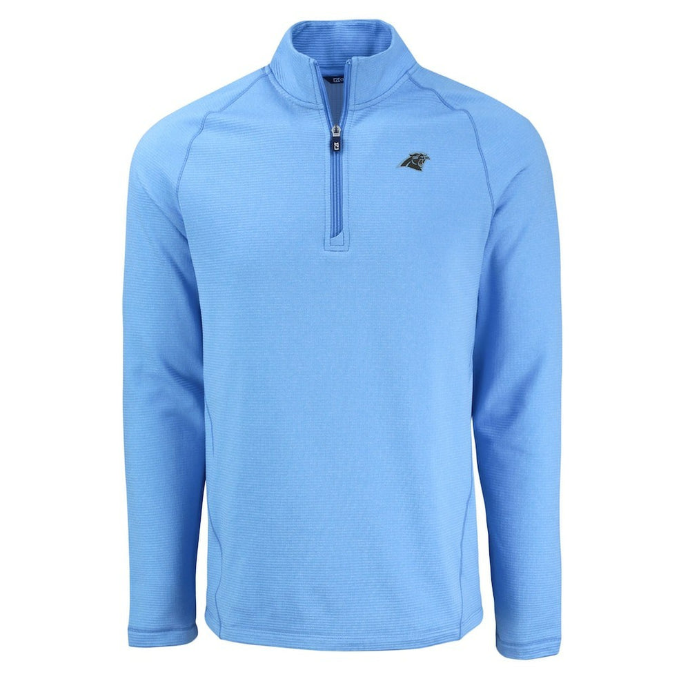 Carolina Panthers Cutter & Buck Peshastin Eco Fleece Tri-Blend Raglan Recycled Quarter-Zip Jacket Heather Blue - NFL