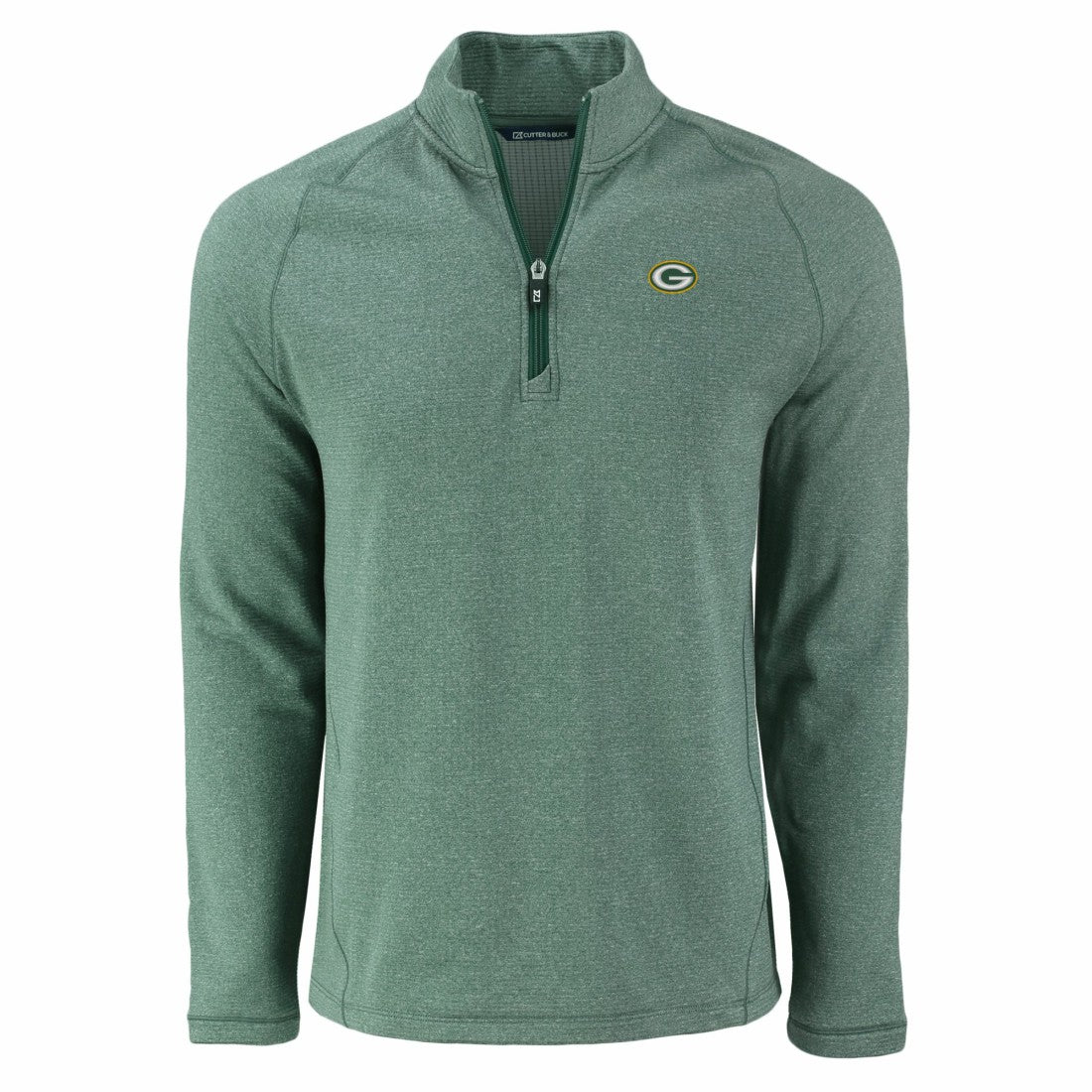 Green Bay Packers Cutter & Buck Peshastin Eco Fleece Tri-Blend Raglan Recycled Quarter-Zip Jacket Heather Green - NFL