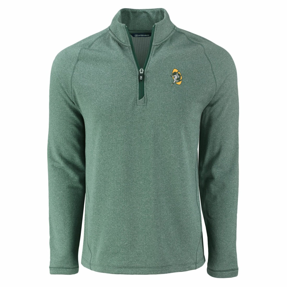 Green Bay Packers Cutter & Buck Peshastin Eco Fleece Tri-Blend Raglan Recycled Quarter-Zip Jacket Heather Green - NFL