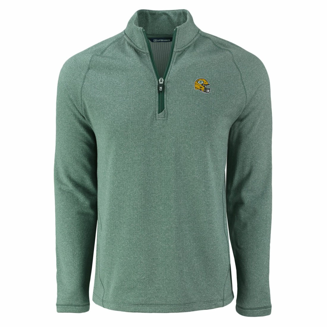 Green Bay Packers Cutter & Buck Peshastin Eco Fleece Tri-Blend Raglan Recycled Quarter-Zip Jacket Heather Green - NFL