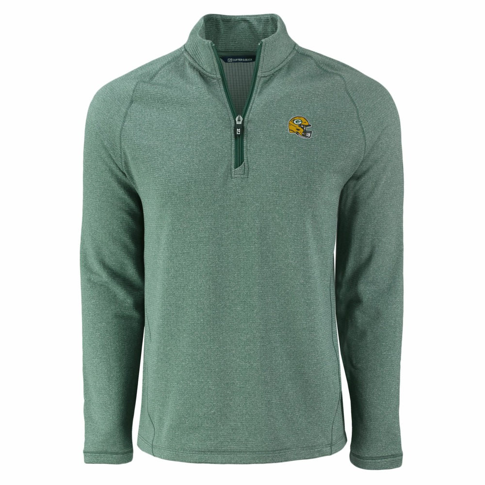 Green Bay Packers Cutter & Buck Peshastin Eco Fleece Tri-Blend Raglan Recycled Quarter-Zip Jacket Heather Green - NFL