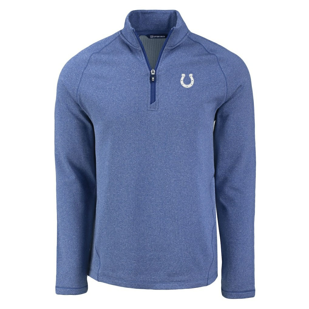 Indianapolis Colts Cutter & Buck Peshastin Eco Fleece Tri-Blend Raglan Recycled Quarter-Zip Jacket Heather Royal - NFL