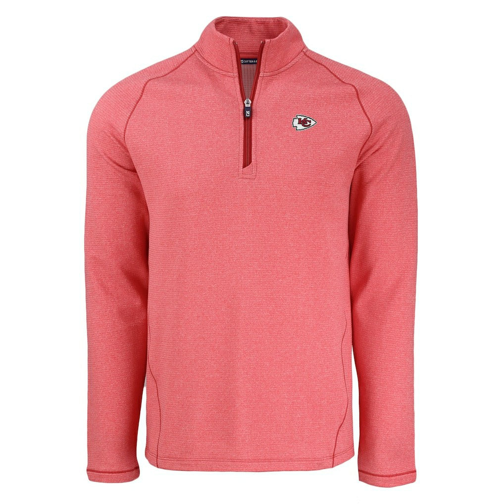 Kansas City Chiefs Cutter & Buck Peshastin Eco Fleece Tri-Blend Raglan Recycled Quarter-Zip Jacket Heather Red - NFL