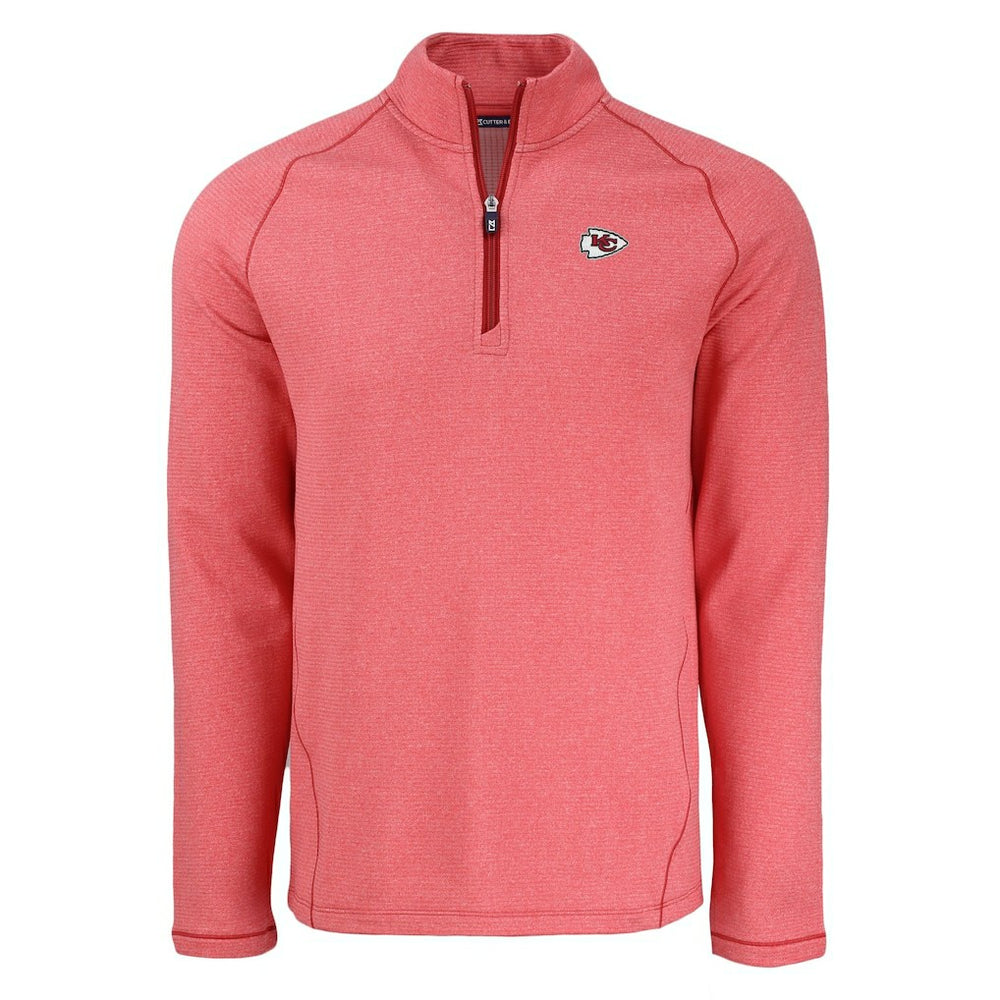 Kansas City Chiefs Cutter & Buck Peshastin Eco Fleece Tri-Blend Raglan Recycled Quarter-Zip Jacket Heather Red - NFL