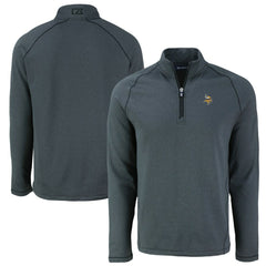 Minnesota Vikings Cutter & Buck Peshastin Eco Fleece Tri-Blend Raglan Recycled Quarter-Zip Jacket Heather Black - NFL