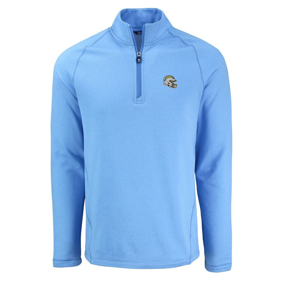 Los Angeles Chargers Cutter & Buck Peshastin Eco Fleece Tri-Blend Raglan Recycled Quarter-Zip Jacket Heather Powder Blue - NFL