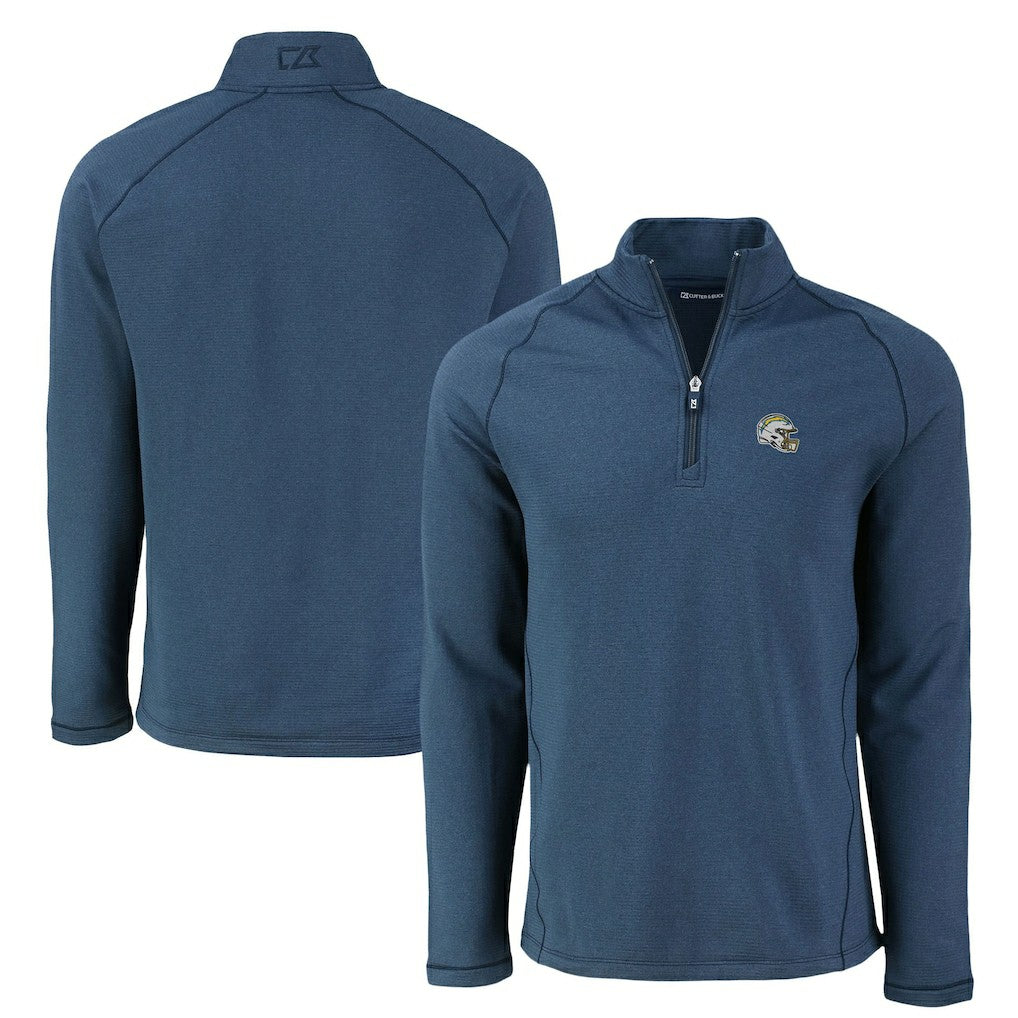 Los Angeles Chargers Cutter & Buck Peshastin Eco Fleece Tri-Blend Raglan Recycled Quarter-Zip Jacket Heather Navy - NFL