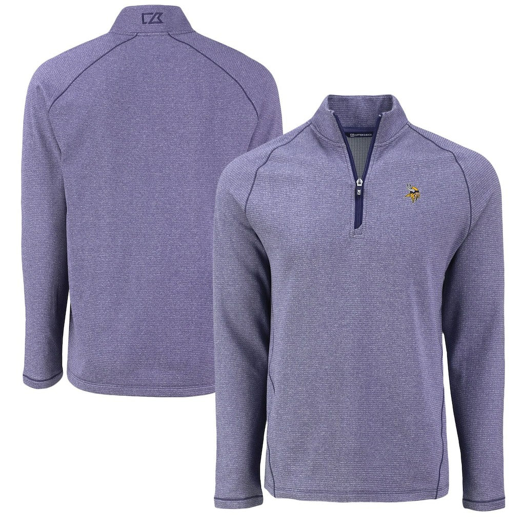 Minnesota Vikings Cutter & Buck Peshastin Eco Fleece Tri-Blend Raglan Recycled Quarter-Zip Jacket Heather Purple - NFL