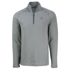 Minnesota Vikings Cutter & Buck Peshastin Eco Fleece Tri-Blend Raglan Recycled Quarter-Zip Jacket Heather Gray - NFL