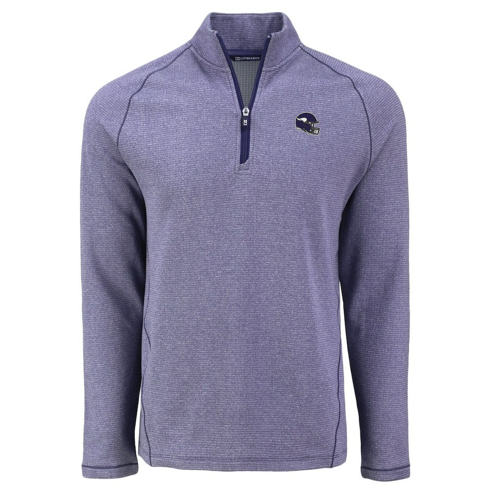 Minnesota Vikings Cutter & Buck Peshastin Eco Fleece Tri-Blend Raglan Recycled Quarter-Zip Jacket Heather Purple - NFL