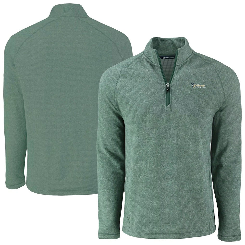 New York Jets Cutter & Buck Peshastin Eco Fleece Recycled Half-Zip Top Heather Green - NFL