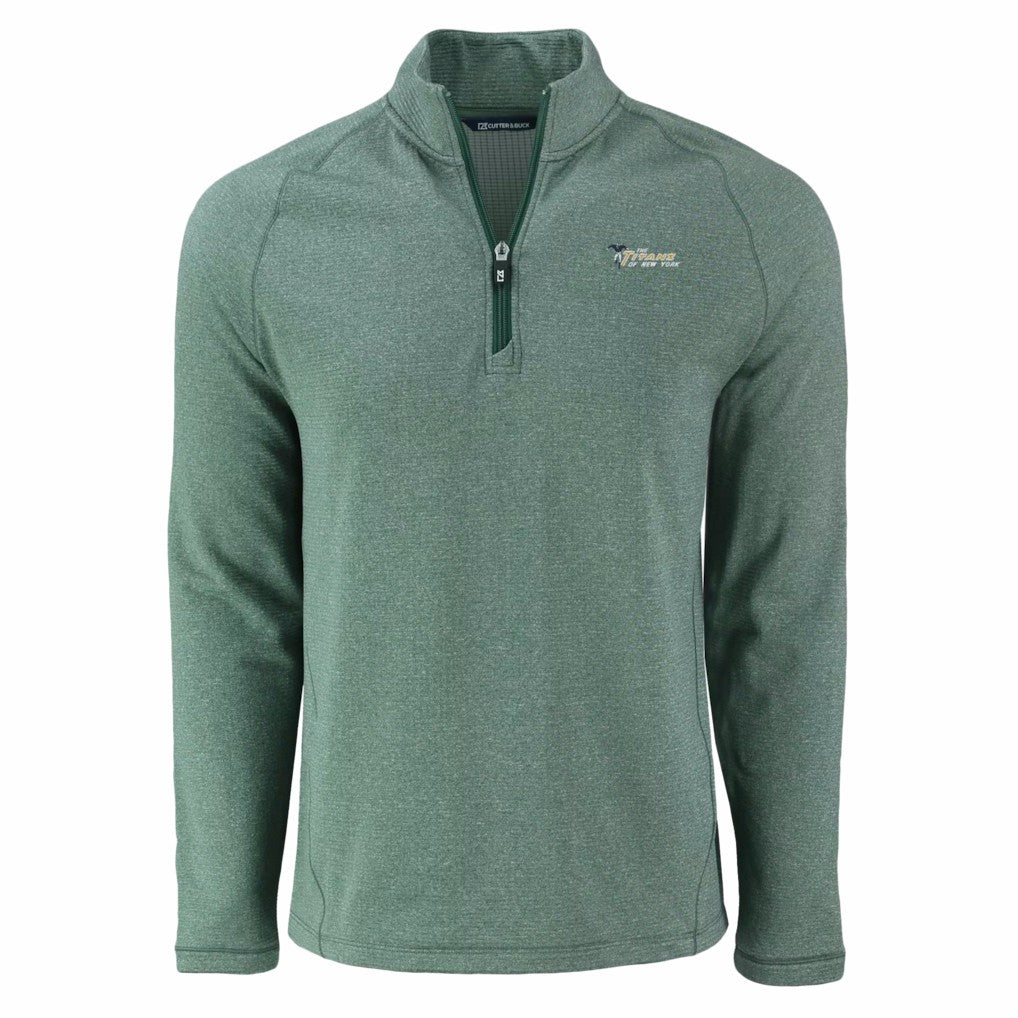 New York Jets Cutter & Buck Peshastin Eco Fleece Recycled Half-Zip Top Heather Green - NFL
