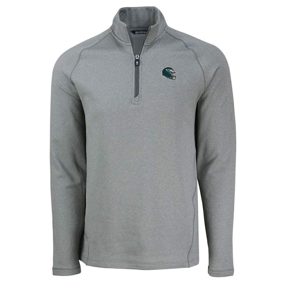 Philadelphia Eagles Cutter & Buck Peshastin Eco Fleece Tri-Blend Raglan Recycled Quarter-Zip Jacket Heather Gray - NFL