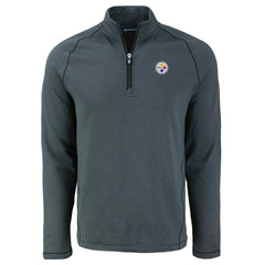 Pittsburgh Steelers Cutter & Buck Peshastin Eco Fleece Tri-Blend Raglan Recycled Quarter-Zip Jacket Heather Black - NFL