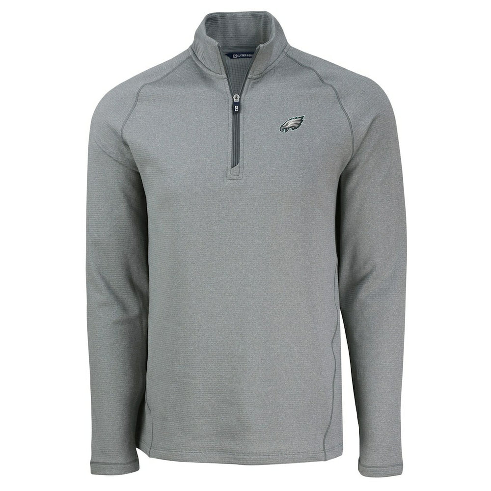 Philadelphia Eagles Cutter & Buck Peshastin Eco Fleece Tri-Blend Raglan Recycled Quarter-Zip Jacket Heather Gray - NFL