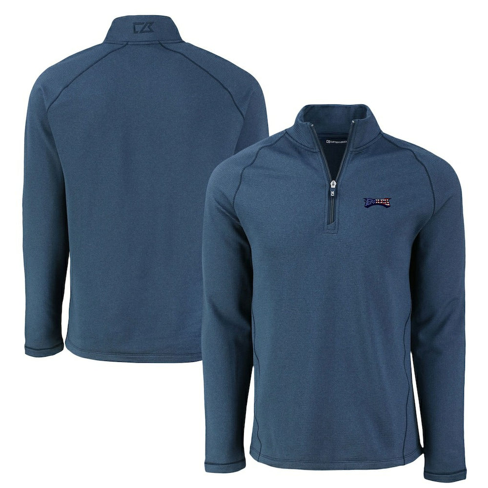 Philadelphia Eagles Cutter & Buck Peshastin Eco Fleece Tri-Blend Raglan Recycled Quarter-Zip Jacket Heather Navy - NFL