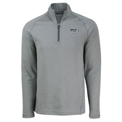 Seattle Seahawks Cutter & Buck Peshastin Eco Fleece Tri-Blend Raglan Recycled Quarter-Zip Jacket Heather Gray - NFL