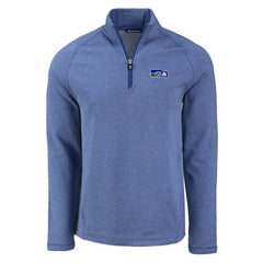 Seattle Seahawks Cutter & Buck Peshastin Eco Fleece Tri-Blend Raglan Recycled Quarter-Zip Jacket Heather Royal - NFL