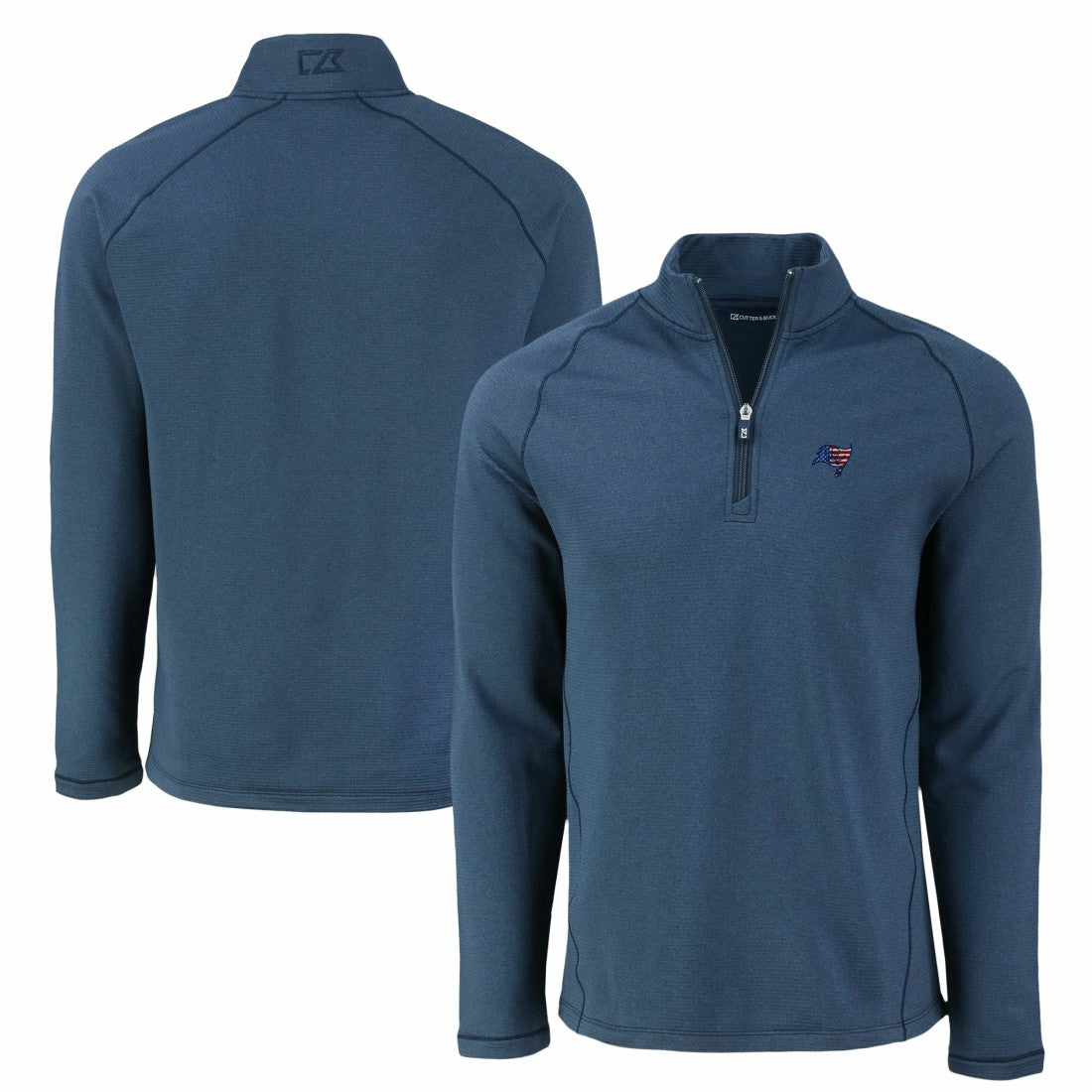 Tampa Bay Buccaneers Cutter & Buck Peshastin Eco Fleece Tri-Blend Raglan Recycled Quarter-Zip Jacket Heather Navy - NFL