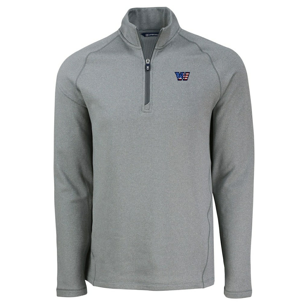 Washington Commanders Cutter & Buck Peshastin Eco Fleece Tri-Blend Raglan Recycled Quarter-Zip Jacket Heather Gray - NFL