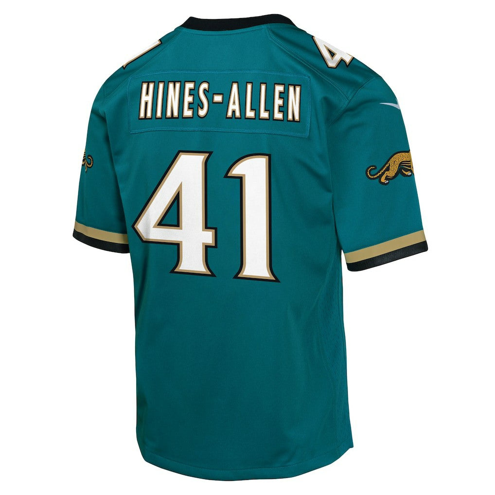 Josh Hines-Allen Jacksonville Jaguars Youth Alternate 2 Prowler Throwback Game Jersey - Teal | NFL Jerseys
