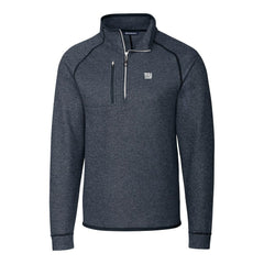 New York Giants Cutter & Buck Big & Tall Mainsail Sweater-Knit Raglan Half-Zip Jacket Heather Navy - NFL