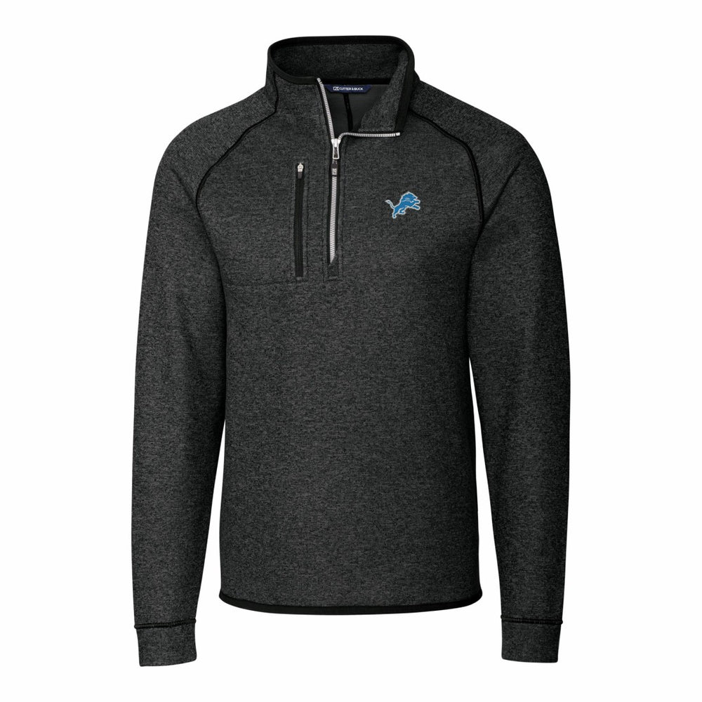 Detroit Lions Cutter & Buck Big & Tall Mainsail Sweater-Knit Raglan Half-Zip Jacket Heather Charcoal - NFL