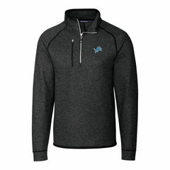 Detroit Lions Cutter & Buck Big & Tall Mainsail Sweater-Knit Raglan Half-Zip Jacket Heather Charcoal - NFL