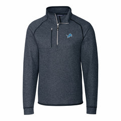 Detroit Lions Cutter & Buck Big & Tall Mainsail Sweater-Knit Raglan Half-Zip Jacket Heather Navy - NFL