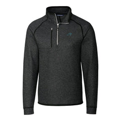 Carolina Panthers Cutter & Buck Big & Tall Mainsail Sweater-Knit Raglan Half-Zip Jacket Heather Charcoal - NFL