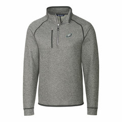 Philadelphia Eagles Cutter & Buck Big & Tall Mainsail Sweater-Knit Raglan Half-Zip Jacket Heather Gray - NFL