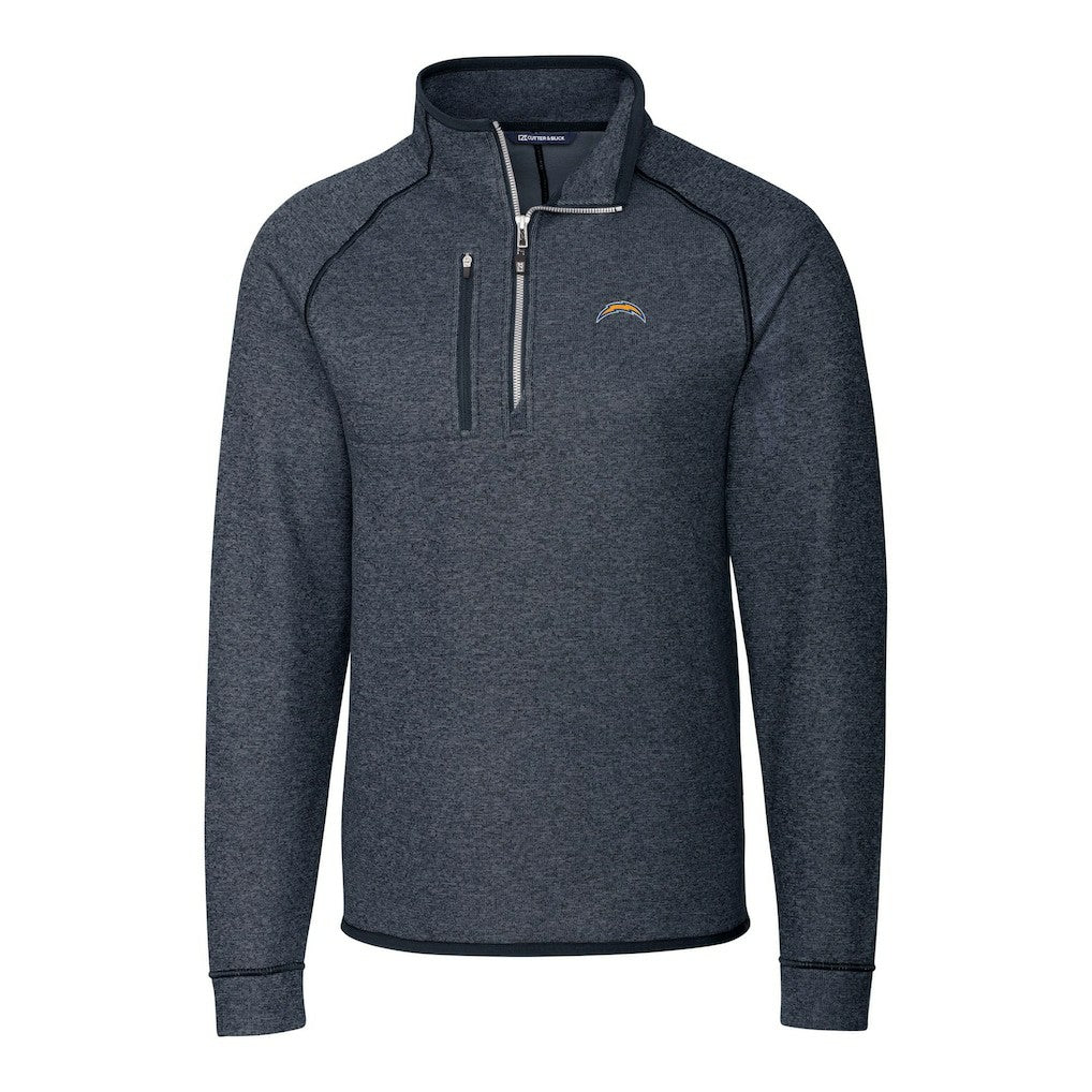 Los Angeles Chargers Cutter & Buck Big & Tall Mainsail Sweater-Knit Raglan Half-Zip Jacket Heather Navy - NFL