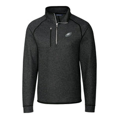 Philadelphia Eagles Cutter & Buck Big & Tall Mainsail Sweater-Knit Raglan Half-Zip Jacket Heather Charcoal - NFL