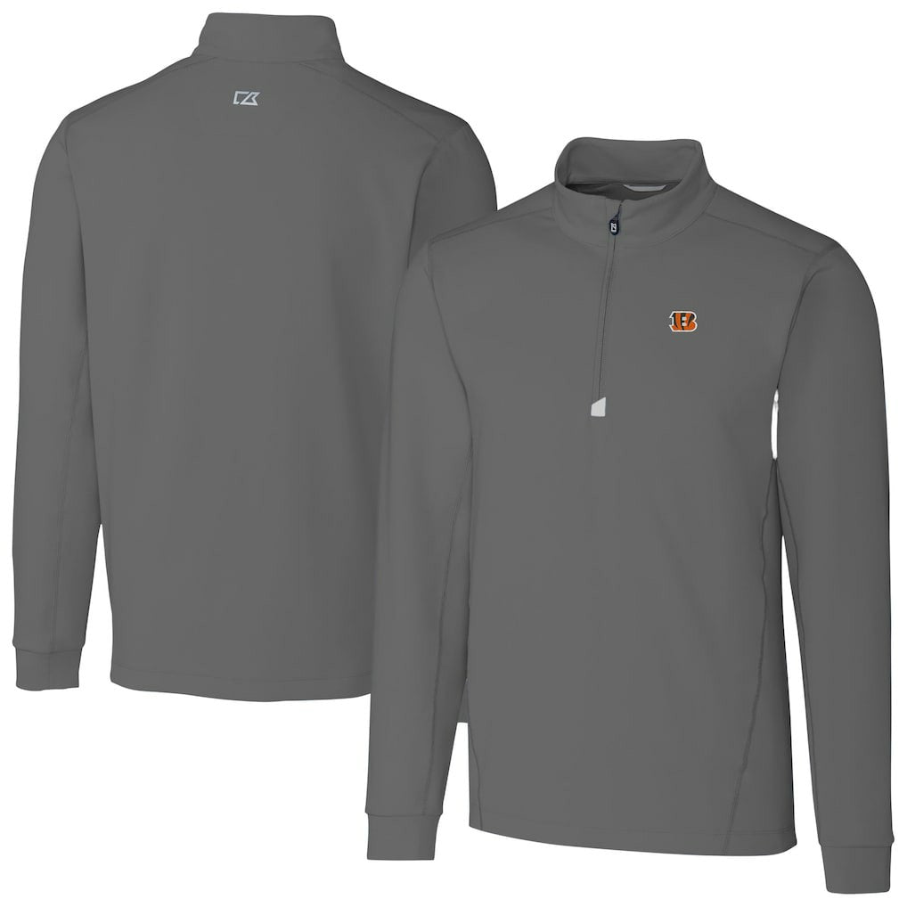 Cincinnati Bengals Cutter & Buck Big & Tall Traverse Stretch Quarter-Zip Top Gray - NFL