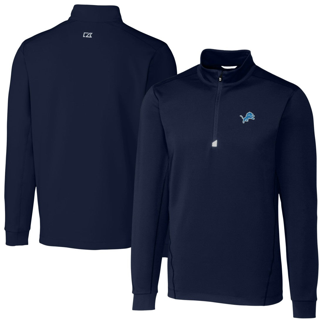 Detroit Lions Cutter & Buck Big & Tall Traverse Stretch Quarter-Zip Top Navy - NFL