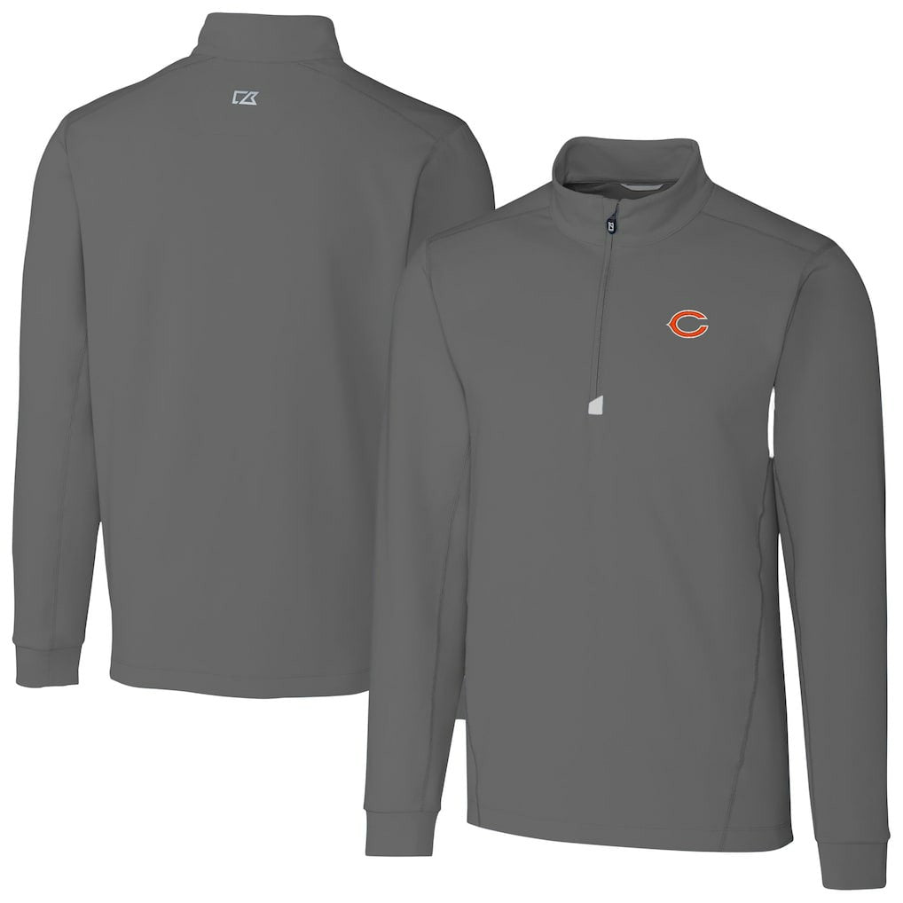 Chicago Bears Cutter & Buck Big & Tall Traverse Stretch Quarter-Zip Top Gray - NFL