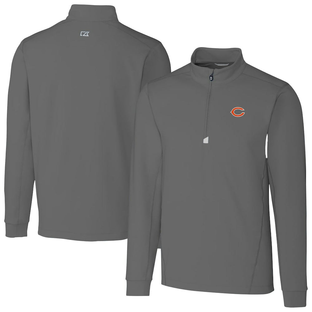 Chicago Bears Cutter & Buck Big & Tall Traverse Stretch Quarter-Zip Top Gray - NFL