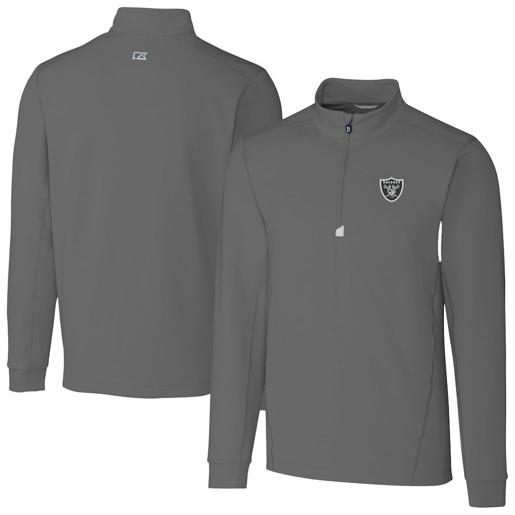 Las Vegas Raiders Cutter & Buck Big & Tall Traverse Stretch Quarter-Zip Top Gray - NFL