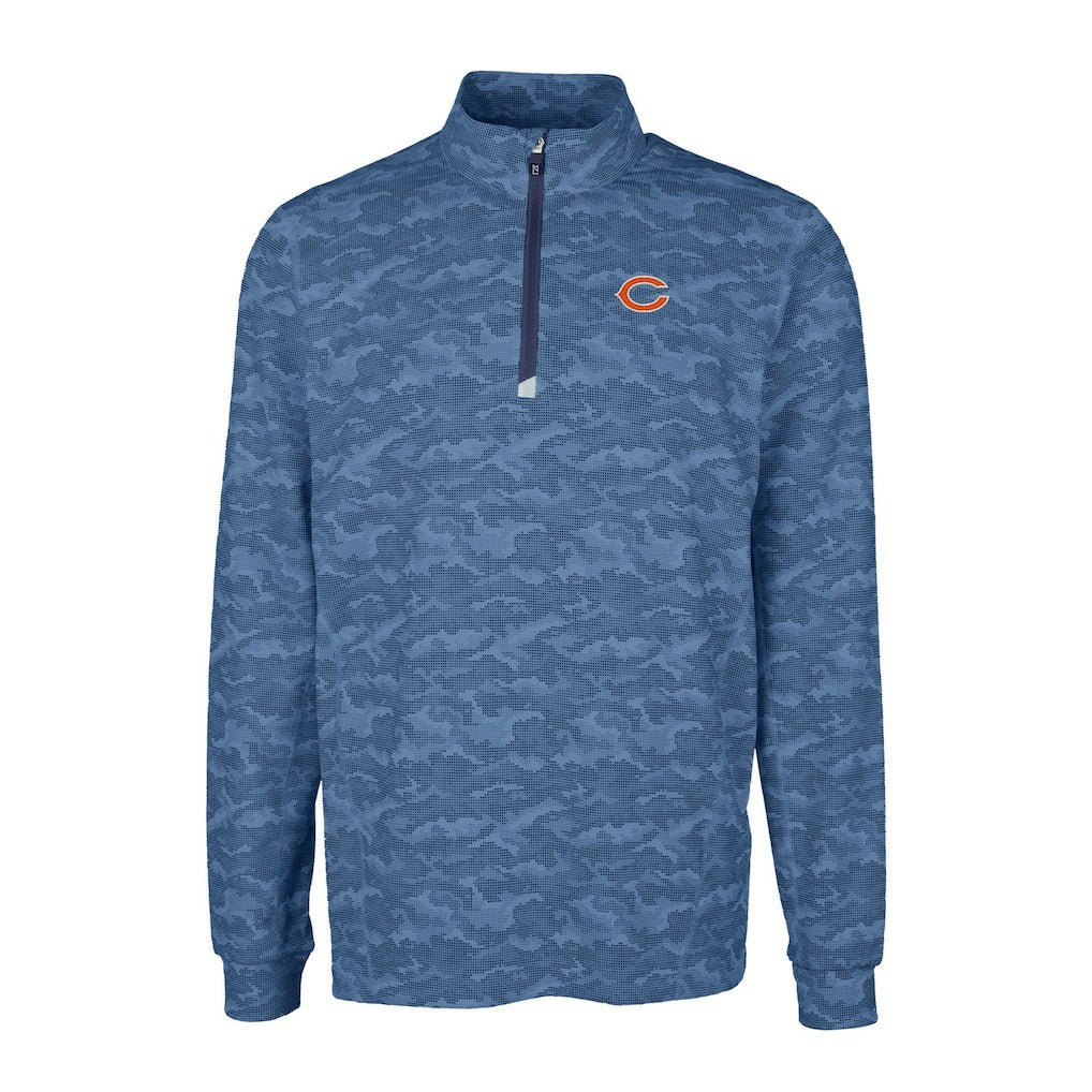 Chicago Bears Cutter & Buck Big & Tall Traverse Eco Camo Tri-Blend DryTec Quarter-Zip Jacket Navy - NFL