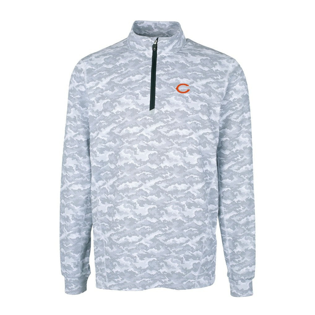 Chicago Bears Cutter & Buck Big & Tall Traverse Eco Camo Tri-Blend DryTec Quarter-Zip Jacket Charcoal - NFL