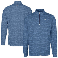 New York Giants Cutter & Buck Big & Tall Traverse Stretch Eco Camo Print DryTec Quarter-Zip Top Navy - NFL